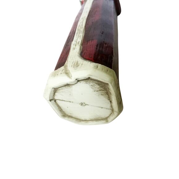 Vintage Santa Claus Tall Thin Blow Mold Ornament Red Figurine w/Tree Plastic 14" - Picture 4 of 6